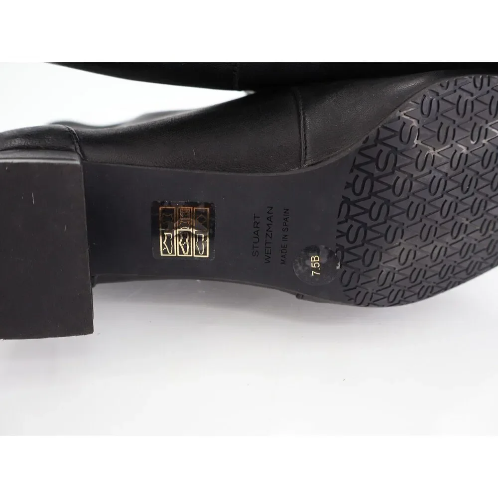 Stuart Weitzman Odetta Ankle Pull On Bootie Size 7.5 Black Leather Pointed Toe